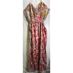 Impressions Women's  2X Boho Retro Peasant Cottage Vacationcore  Jumpsuit Floral